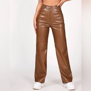 PU Leather Straight Leg Pants